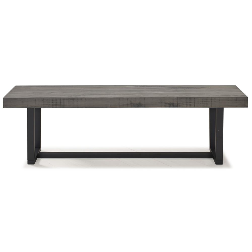 60" Rustic Solid Wood Dining Bench - Grey. The main picture.