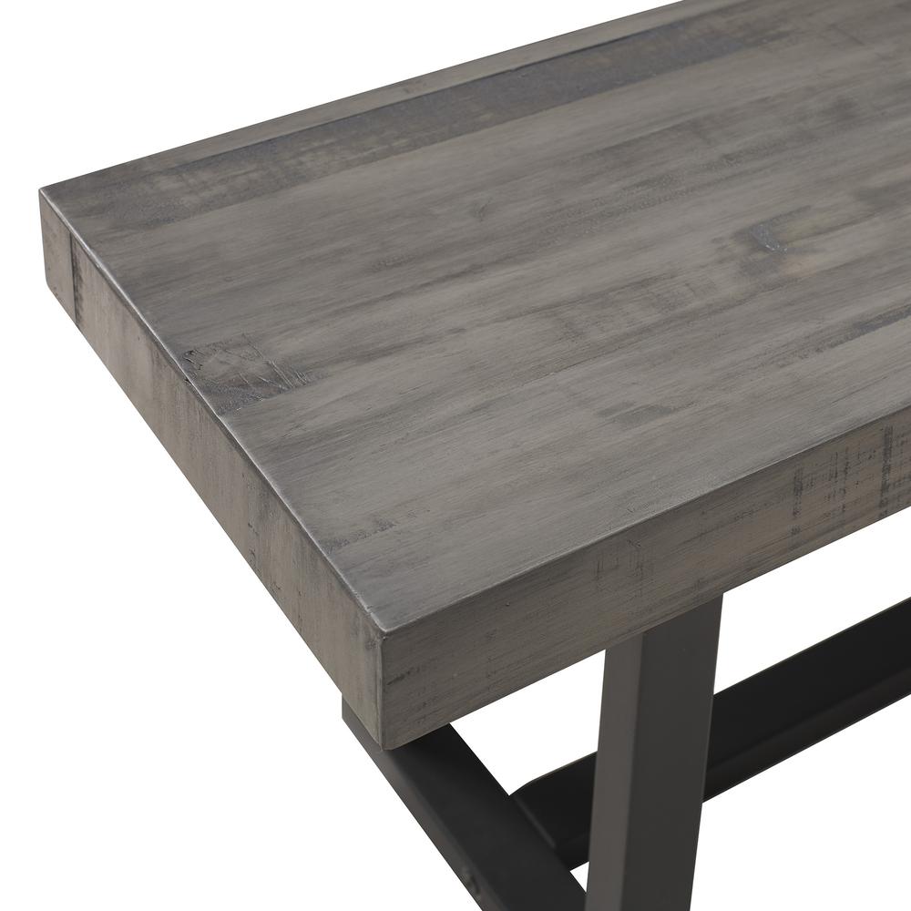 60" Rustic Solid Wood Dining Bench - Grey. Picture 3