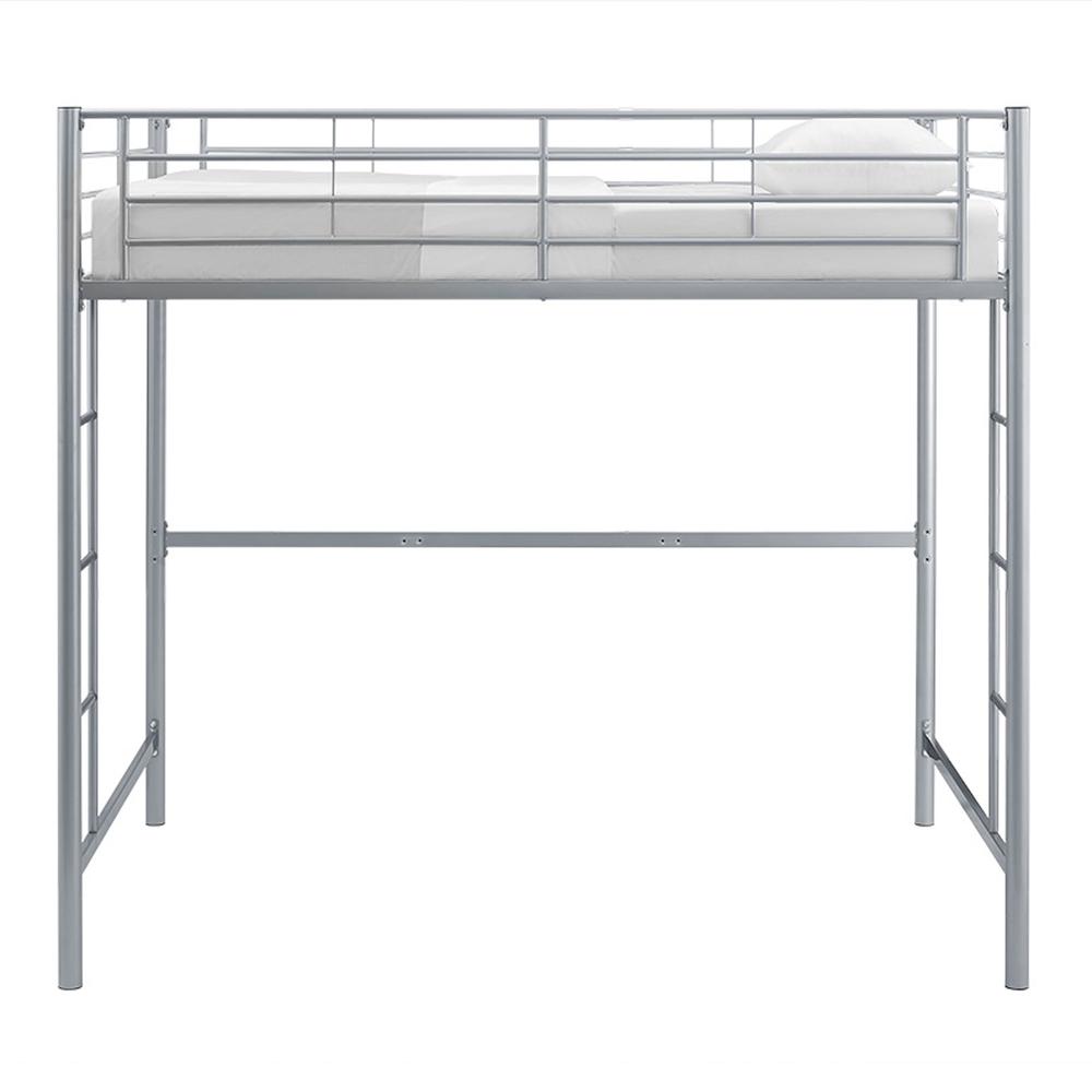 Premium Metal Full Size Loft Bed - Silver. Picture 1