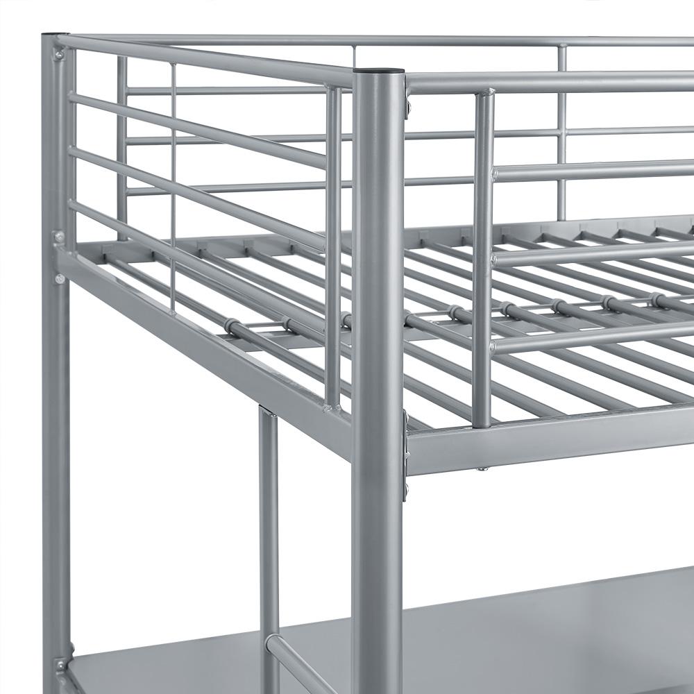 Premium Metal Full Size Loft Bed - Silver. Picture 4