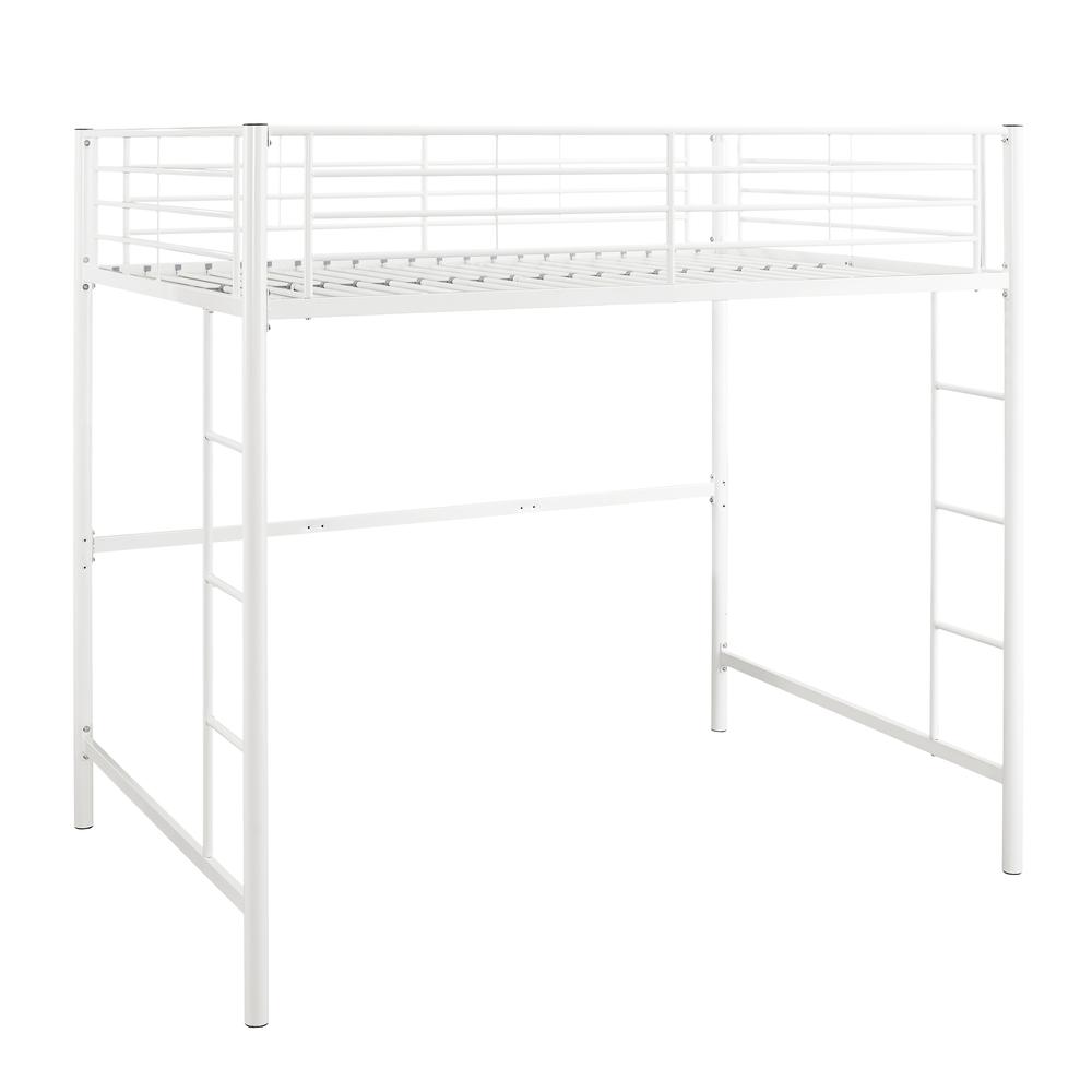 Premium Metal Full Size Loft Bed - White. Picture 1