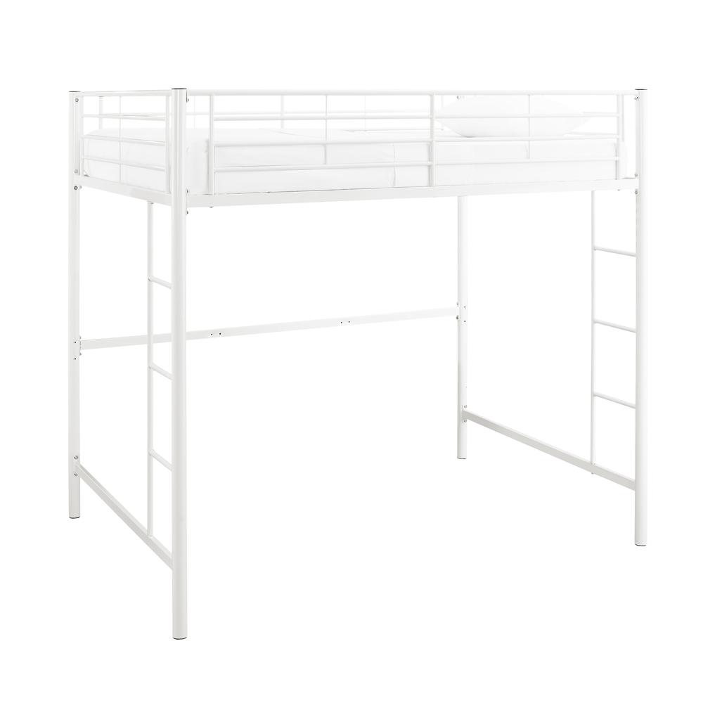 Premium Metal Full Size Loft Bed - White. Picture 3