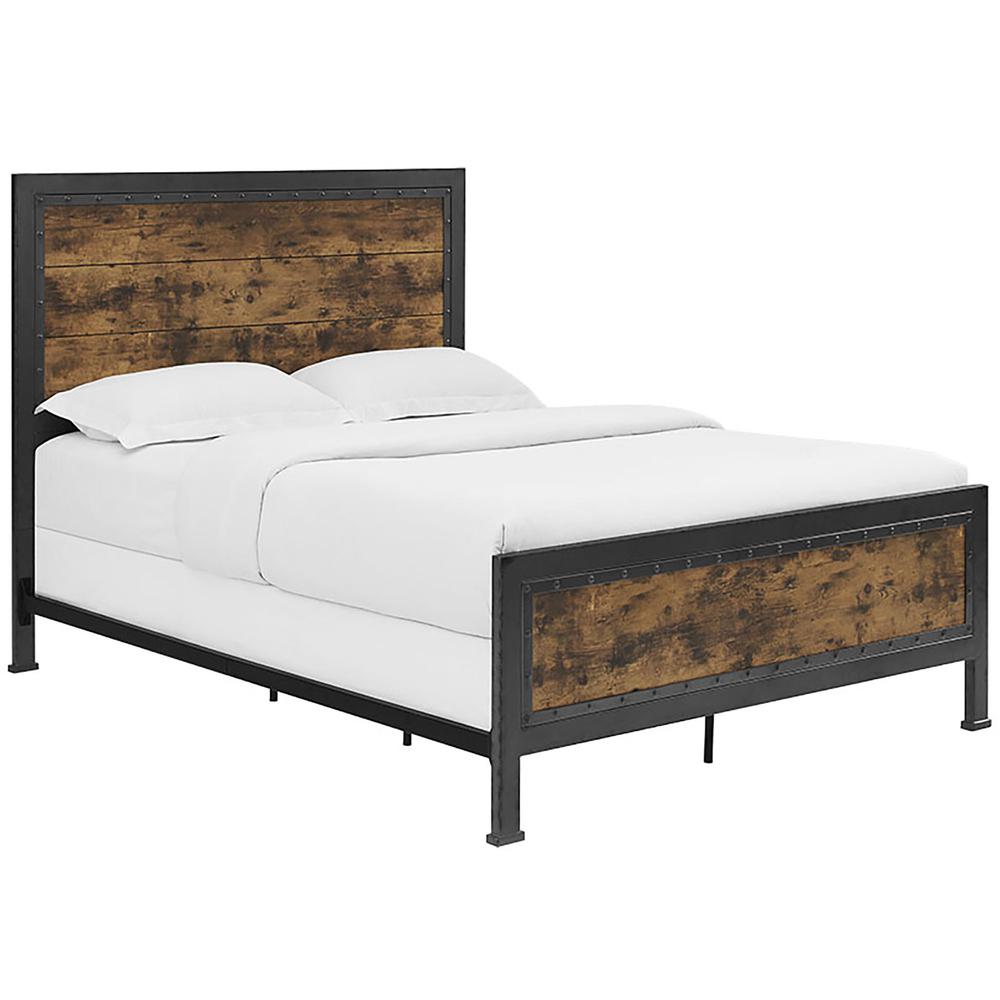 Industrial Queen Size Bed - Brown. Picture 4
