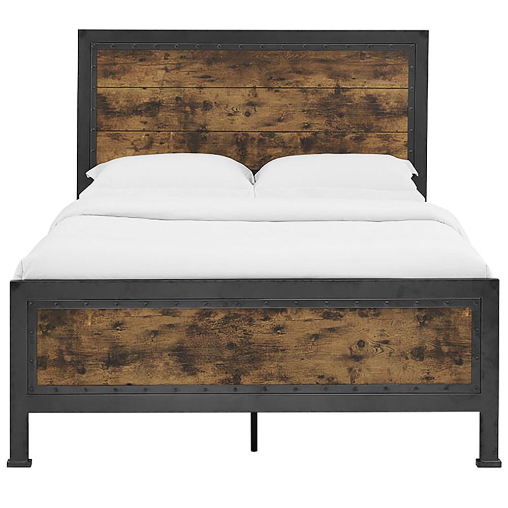 Industrial Queen Size Bed - Brown. Picture 5