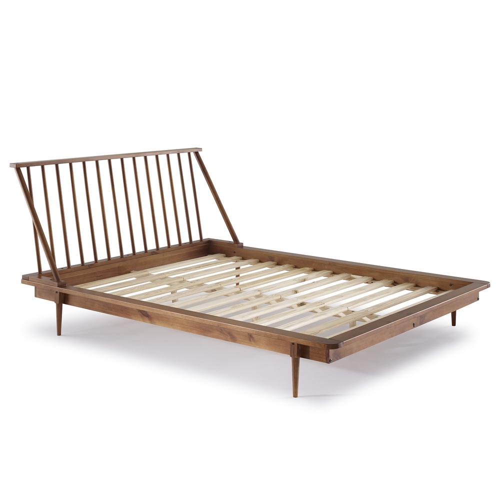 Modern Wood Queen Spindle Bed - Caramel. Picture 1