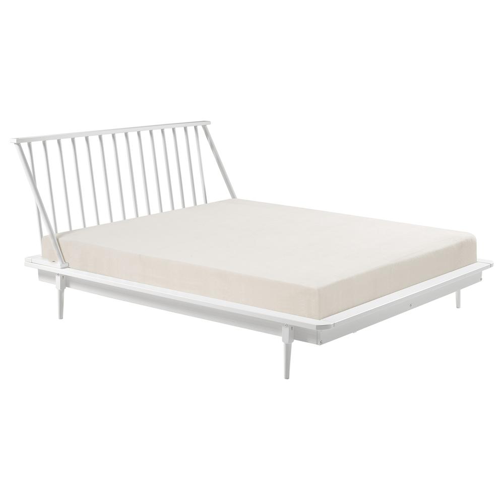 Modern Wood Queen Spindle Bed - White. Picture 1