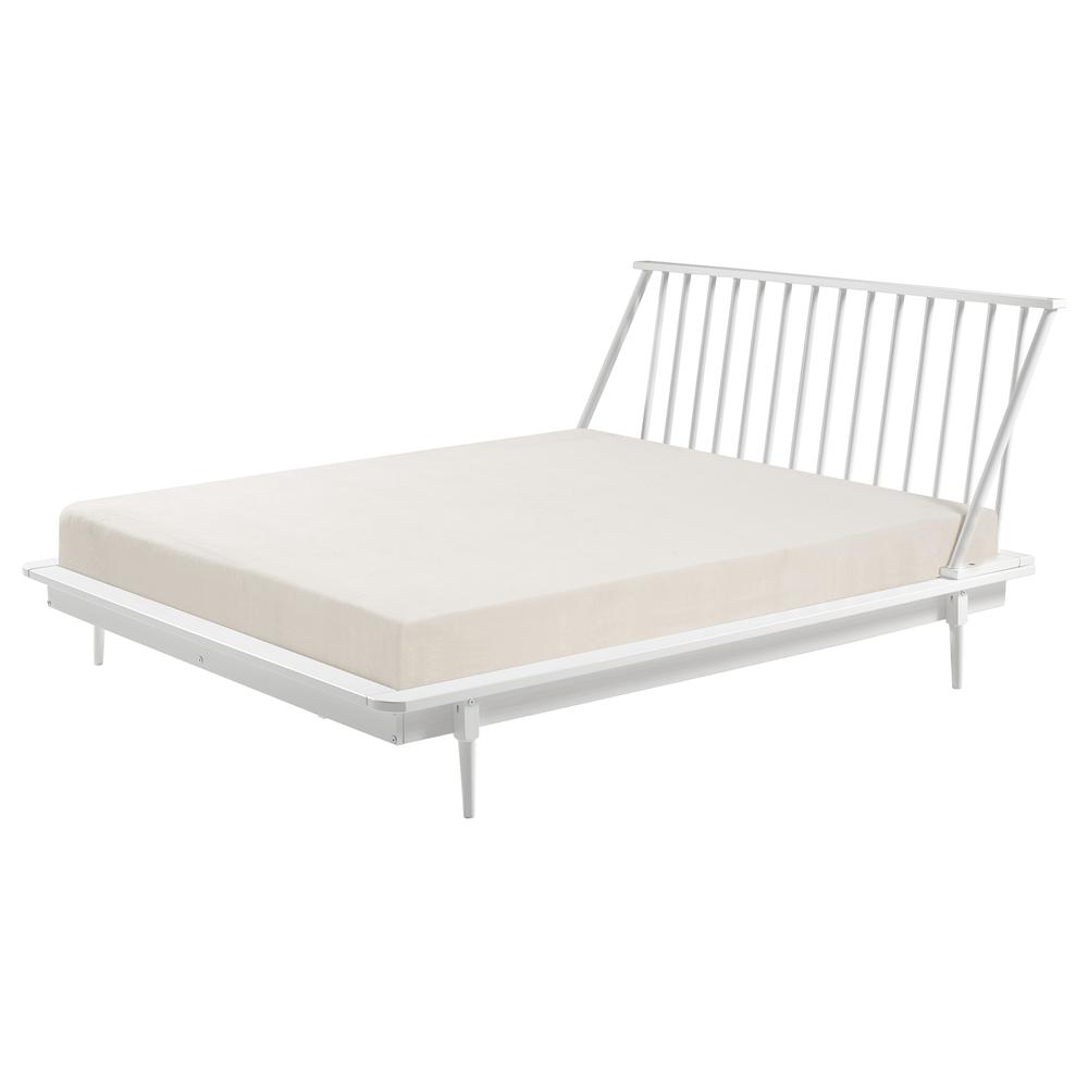 Modern Wood Queen Spindle Bed - White. Picture 3