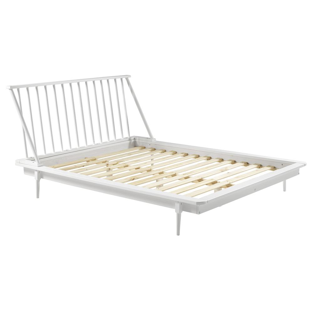 Modern Wood Queen Spindle Bed - White. Picture 4