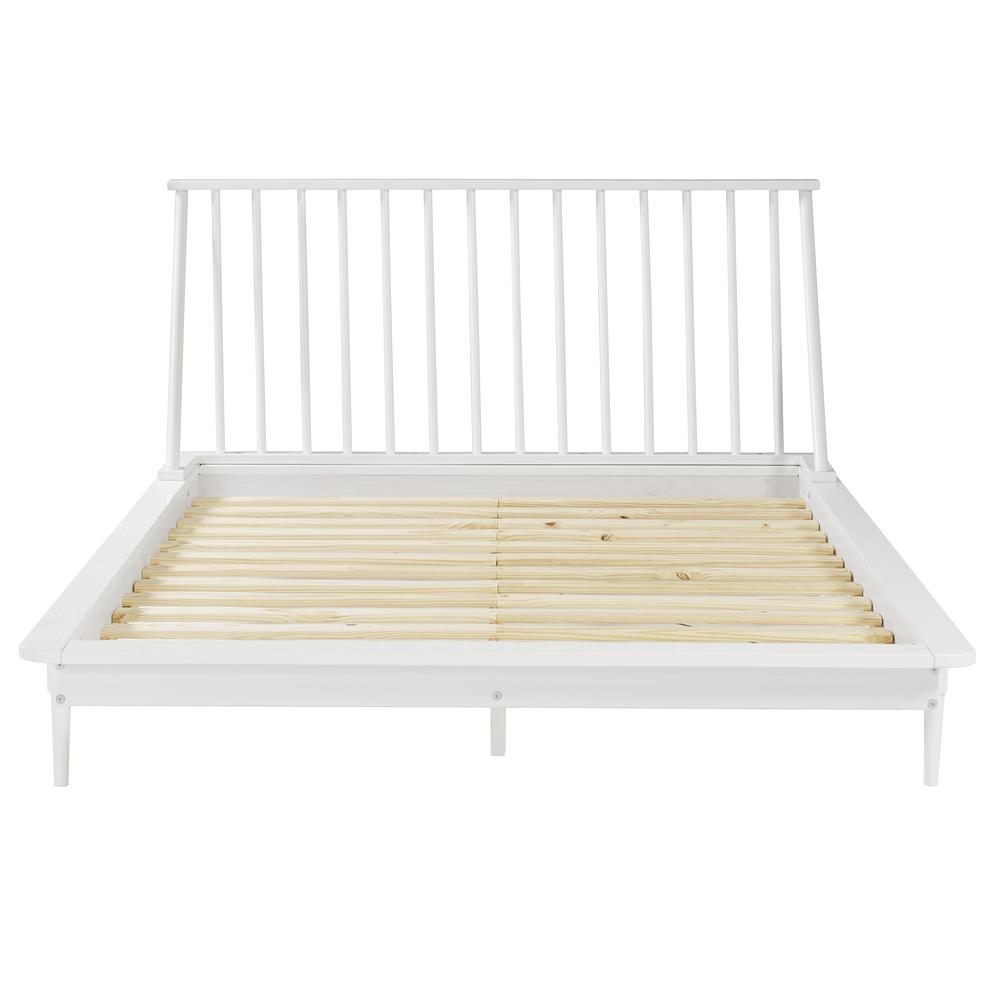 Modern Wood Queen Spindle Bed - White. Picture 5