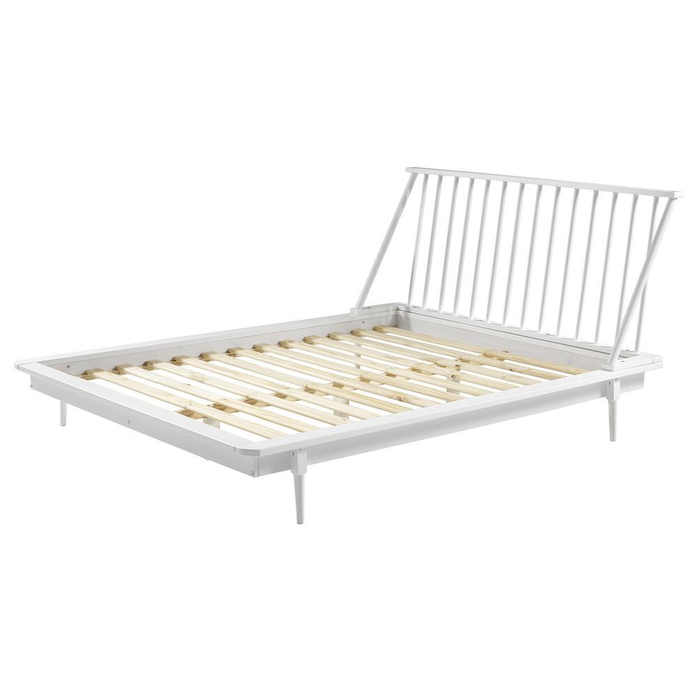 Modern Wood Queen Spindle Bed - White. Picture 6