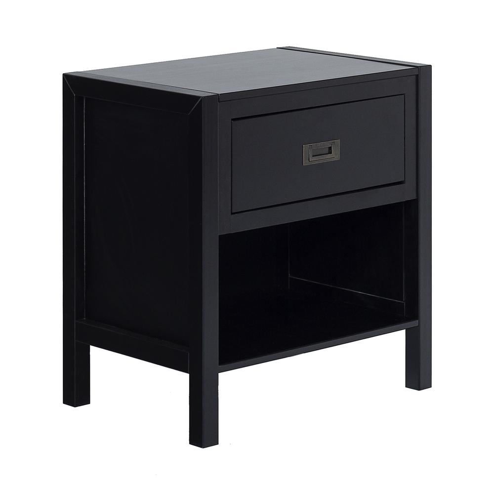 1-Drawer Classic Solid Wood Nightstand - Black. Picture 1