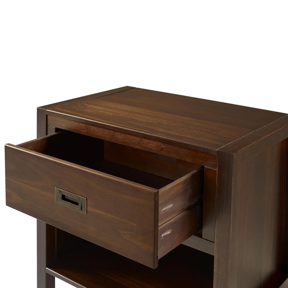 1-Drawer Classic Solid Wood Nightstand - Walnut. Picture 3