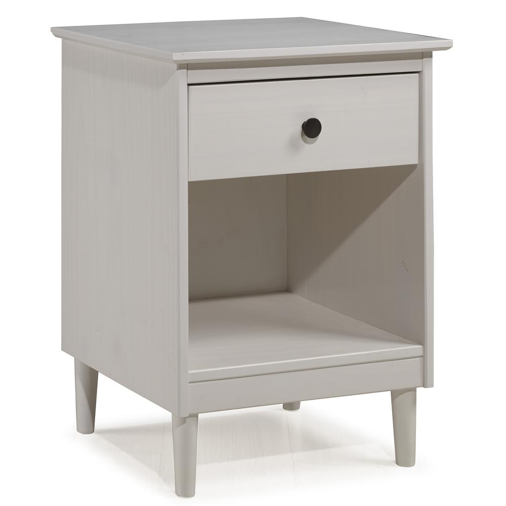 Classic 1-Drawer Solid Wood Nightstand - White. Picture 1