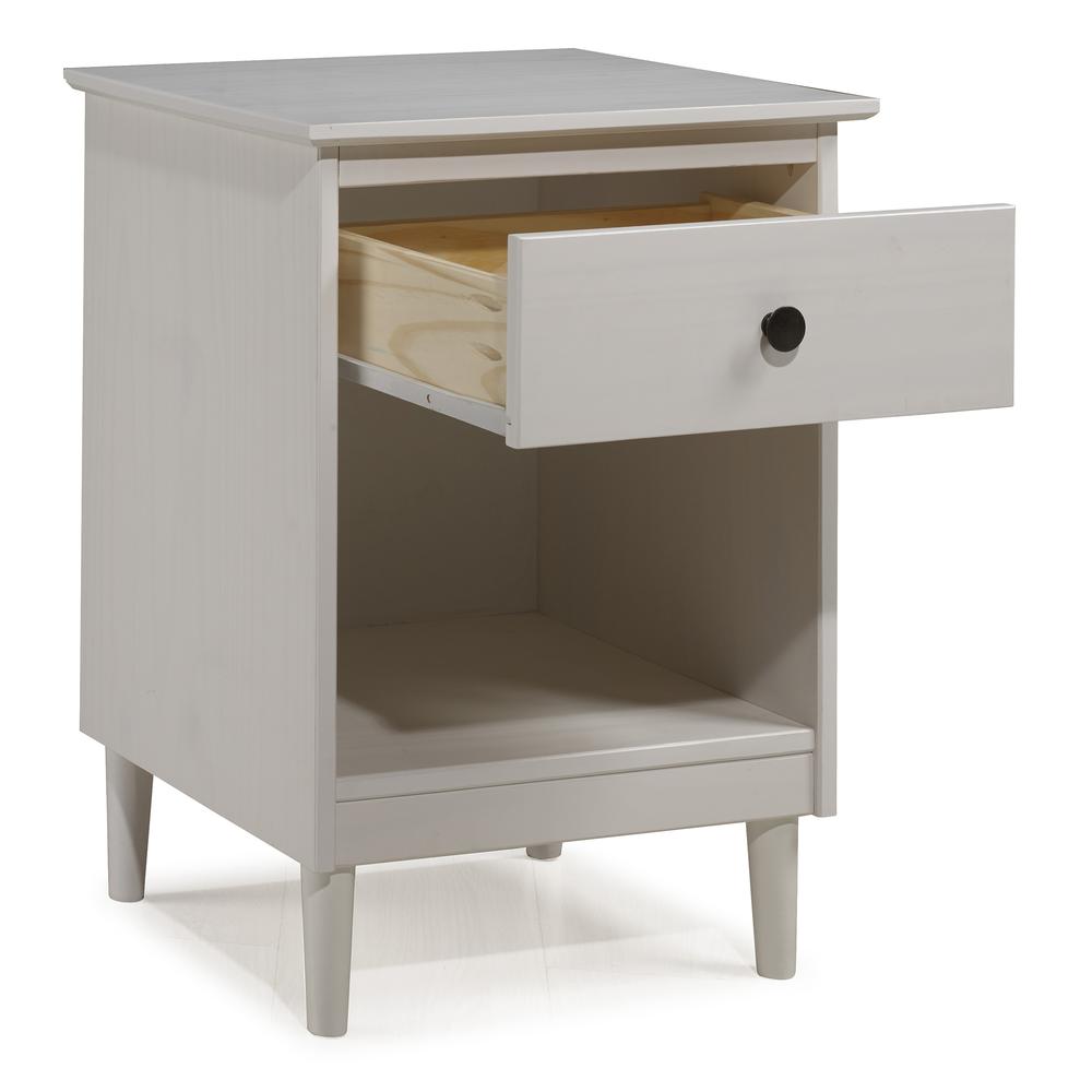 Classic 1-Drawer Solid Wood Nightstand - White. Picture 3