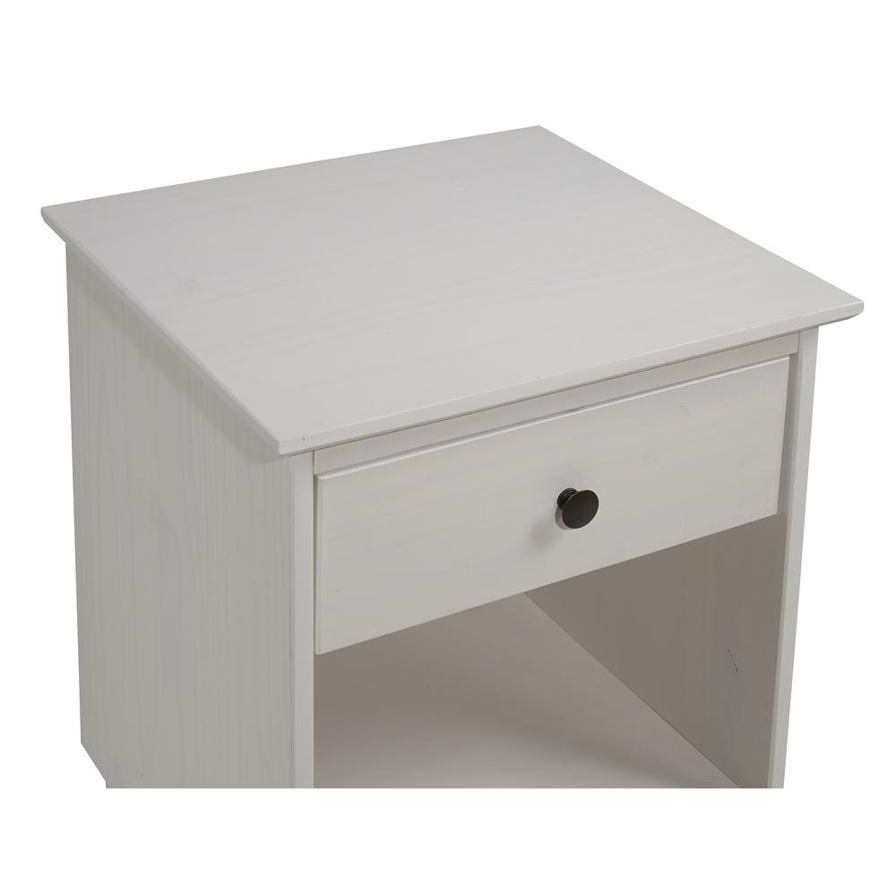 Classic 1-Drawer Solid Wood Nightstand - White. Picture 4