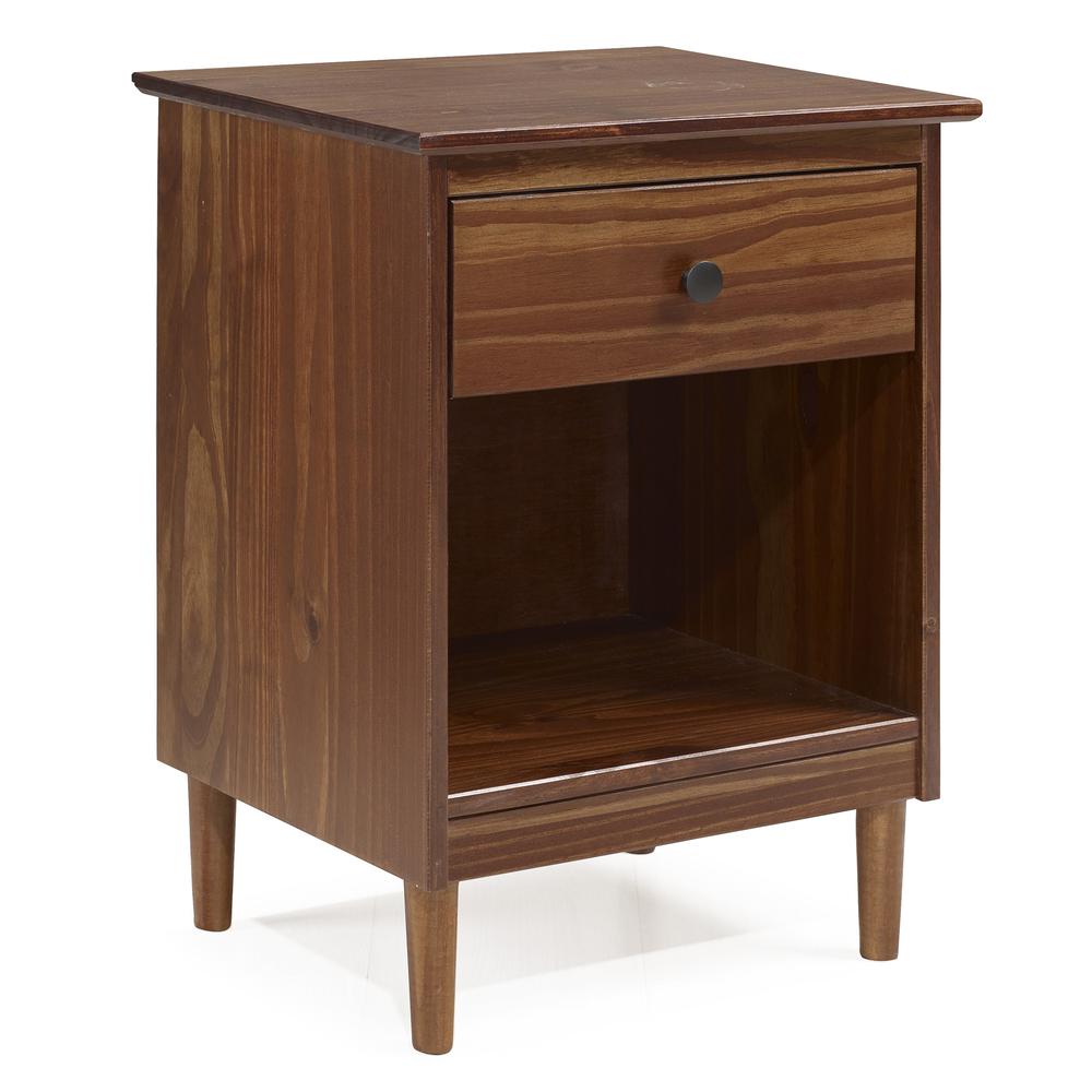 Classic 1-Drawer Solid Wood Nightstand - Walnut. Picture 1
