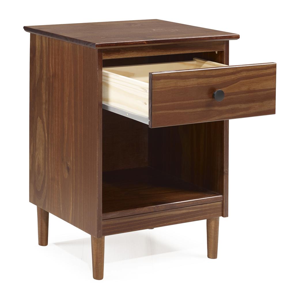 Classic 1-Drawer Solid Wood Nightstand - Walnut. Picture 3
