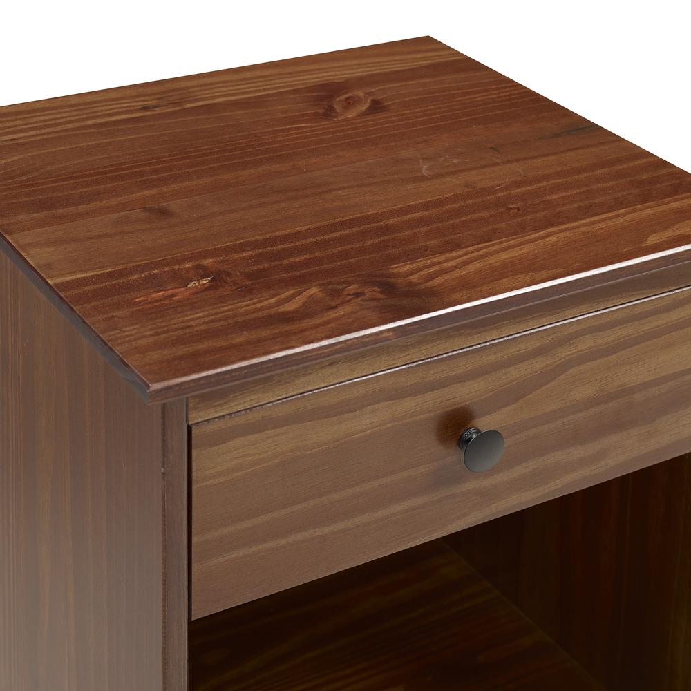 Classic 1-Drawer Solid Wood Nightstand - Walnut. Picture 4