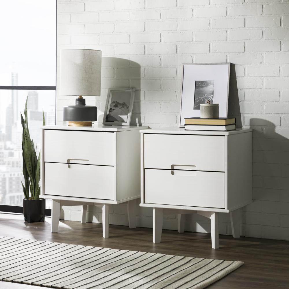 Sloane 2-Piece 2 Drawer Groove Handle Wood Nightstand Set - White. Picture 1