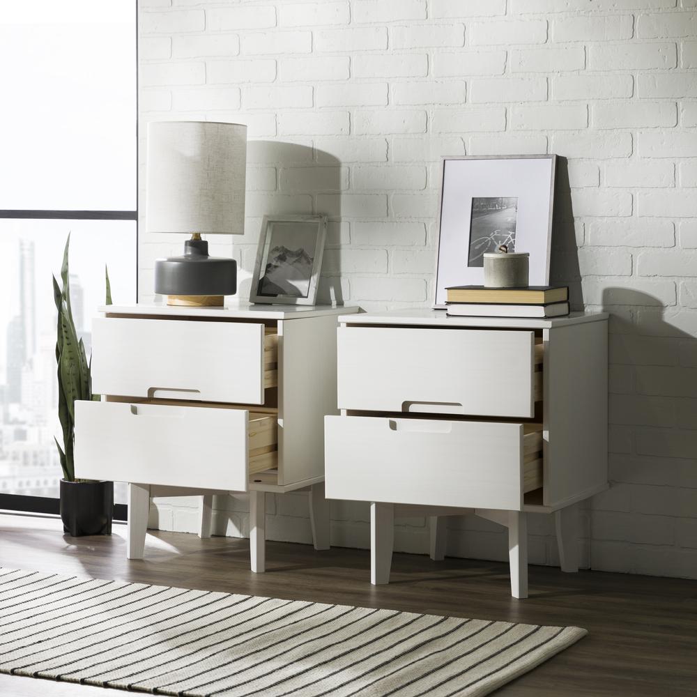 Sloane 2-Piece 2 Drawer Groove Handle Wood Nightstand Set - White. Picture 3
