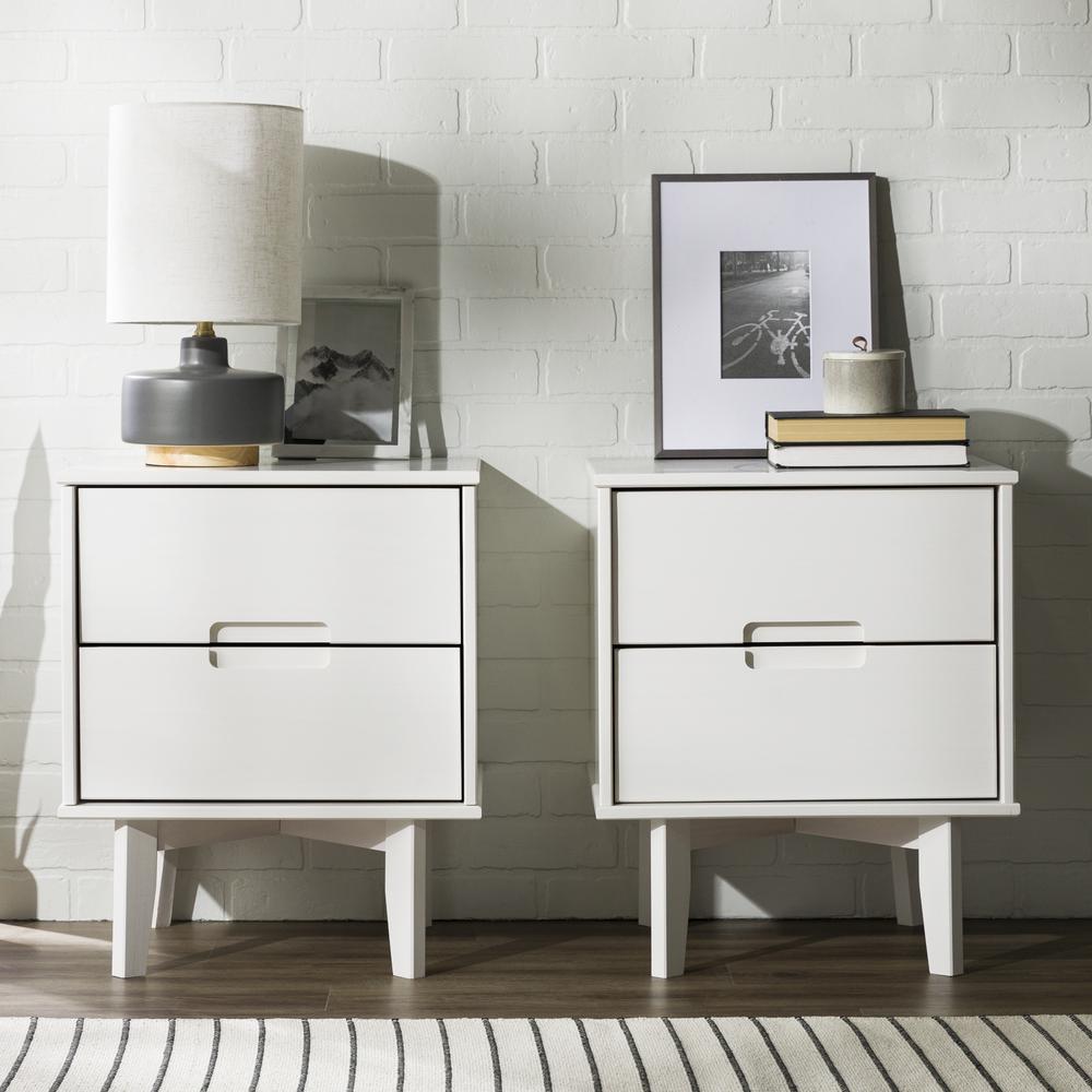 Sloane 2-Piece 2 Drawer Groove Handle Wood Nightstand Set - White. Picture 6