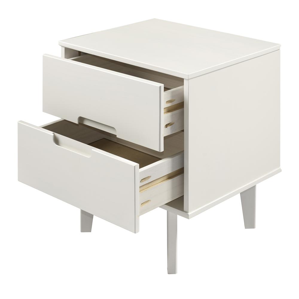 2-Drawer Groove Handle Wood Nightstand - White. Picture 3