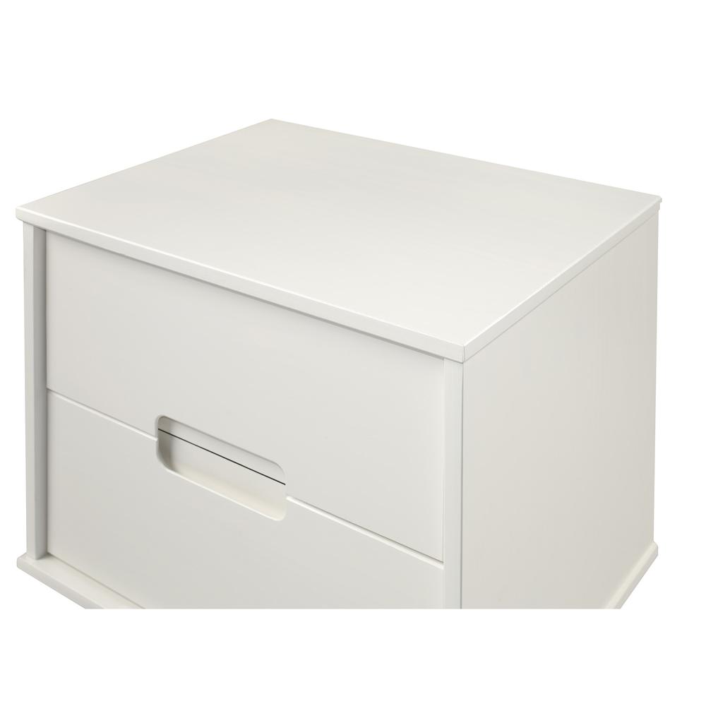 2-Drawer Groove Handle Wood Nightstand - White. Picture 4