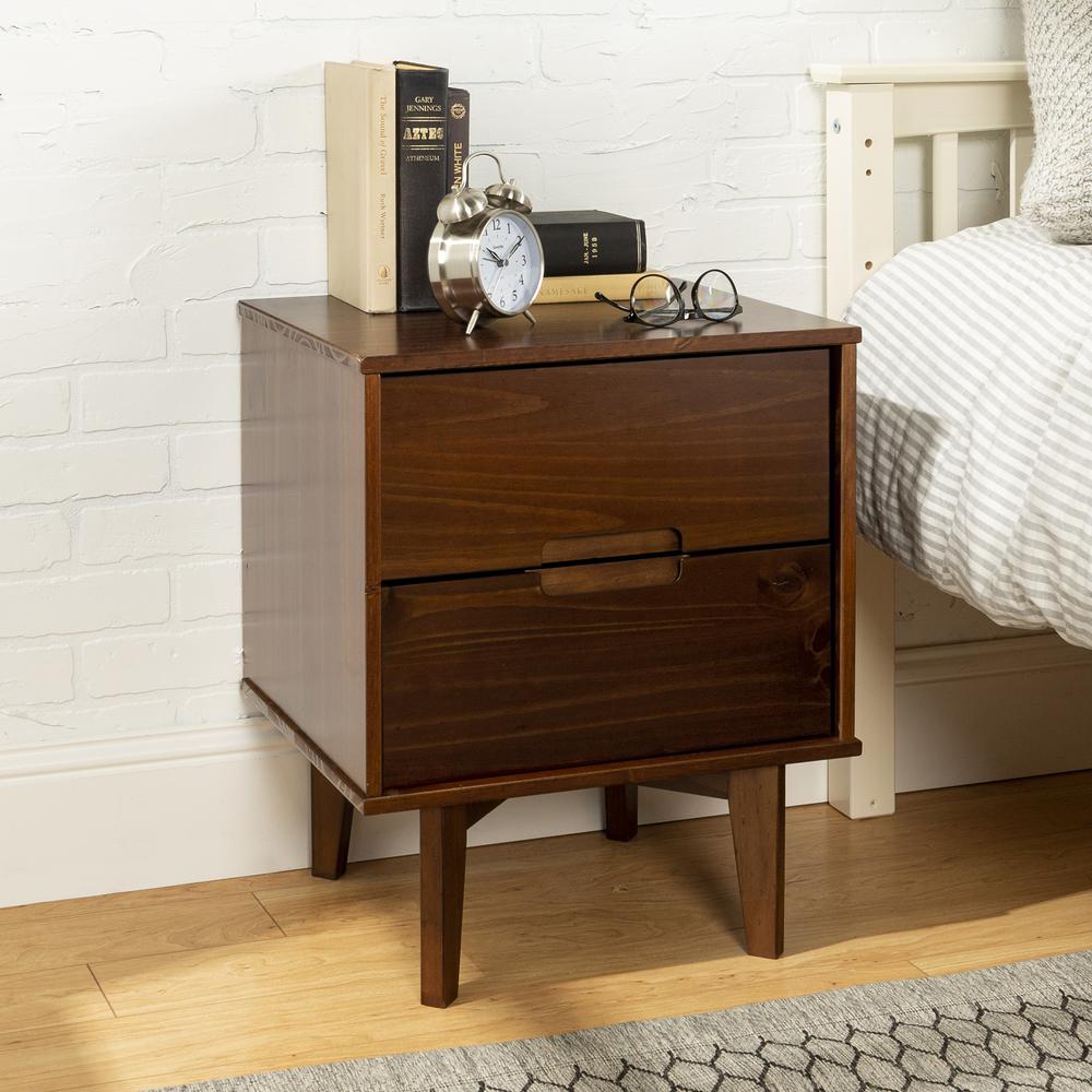 Sloane 2-Piece 2 Drawer Groove Handle Wood Nightstand Set - Walnut. Picture 4