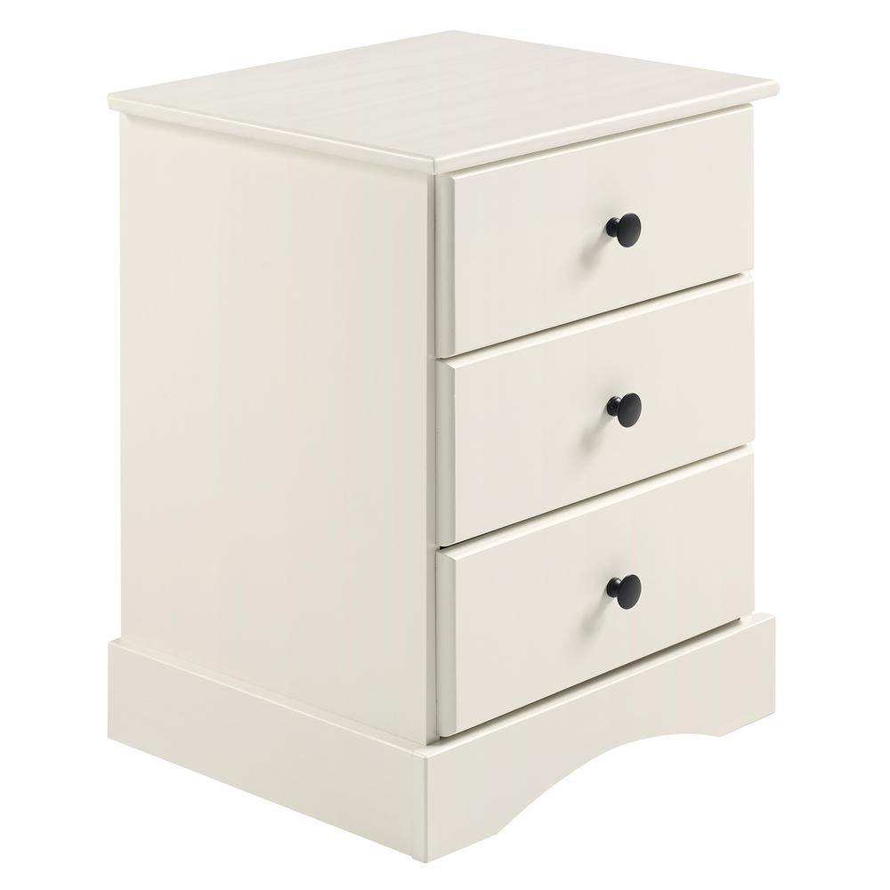 Classic 3 Drawer Solid Wood Top Nightstand – White. Picture 3