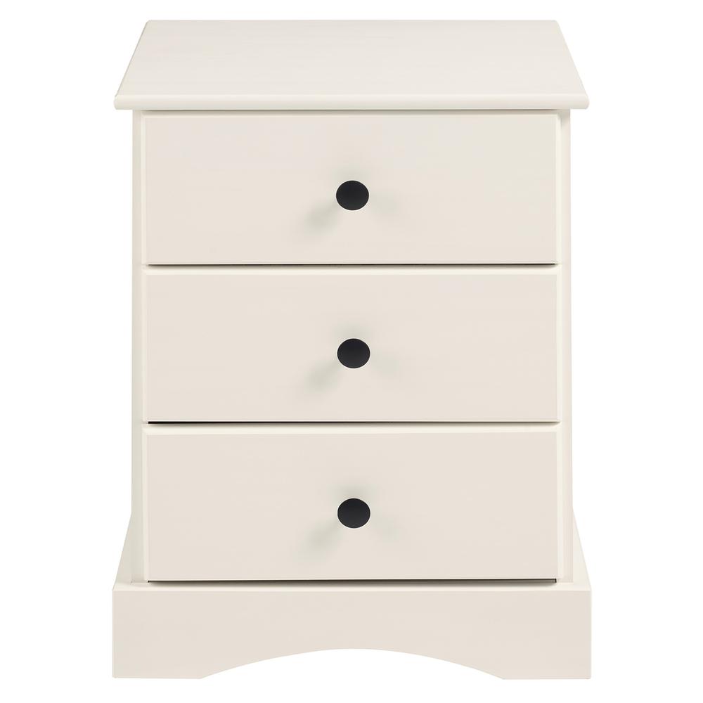 Classic 3 Drawer Solid Wood Top Nightstand – White. Picture 4