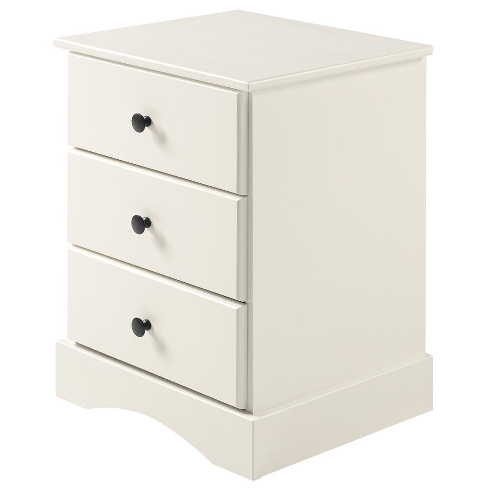 Classic 3 Drawer Solid Wood Top Nightstand – White. Picture 5