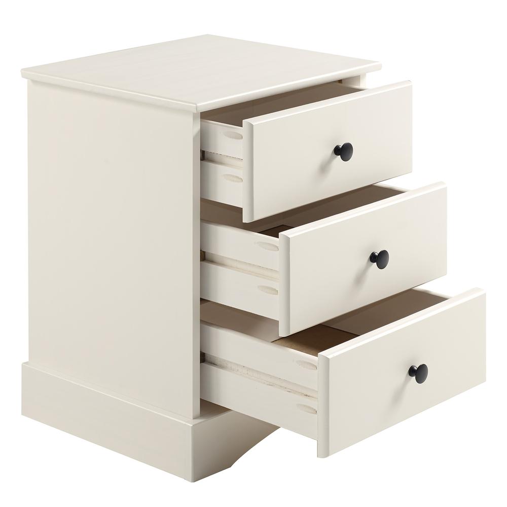 Classic 3 Drawer Solid Wood Top Nightstand – White. Picture 6