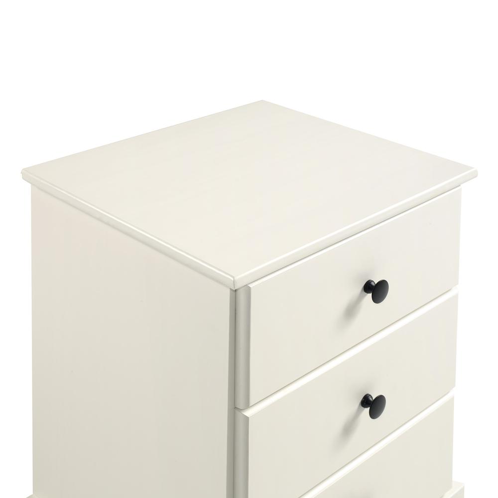 Classic 3 Drawer Solid Wood Top Nightstand – White. Picture 7