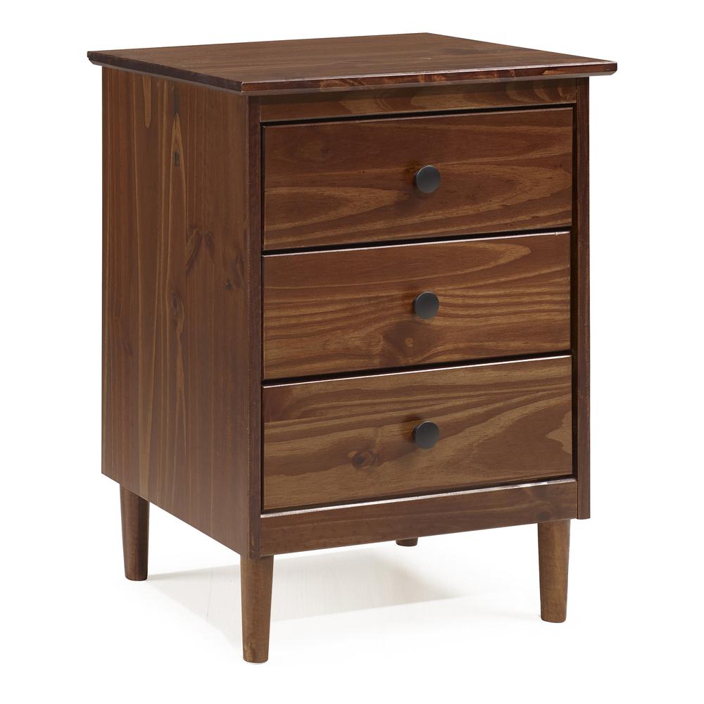 Classic 3-Drawer Solid Wood Nightstand - Walnut. Picture 1