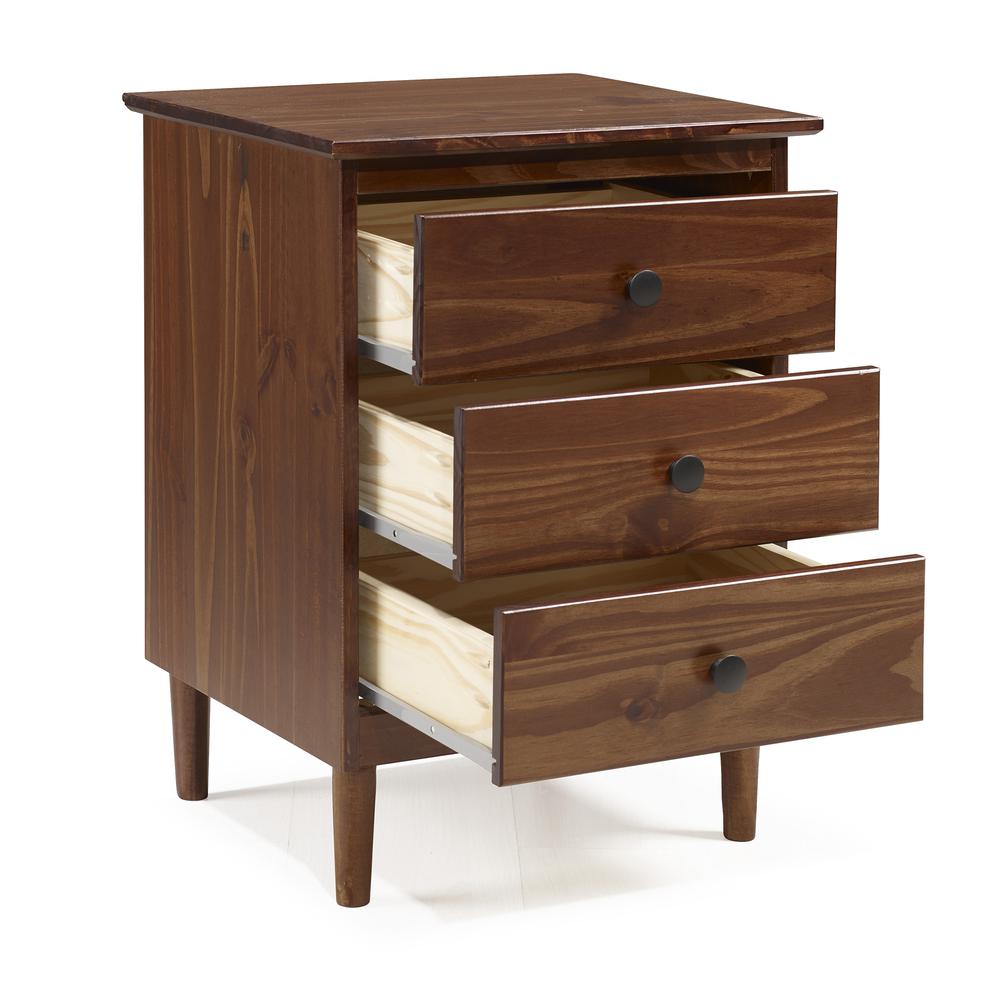 Classic 3-Drawer Solid Wood Nightstand - Walnut. Picture 3