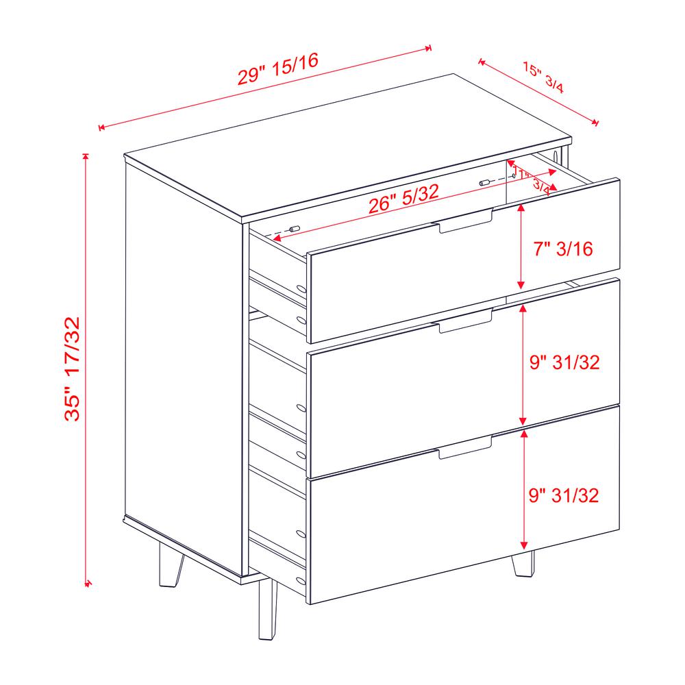 3 Drawer Mid Century Modern Wood Dresser - Caramel. Picture 5