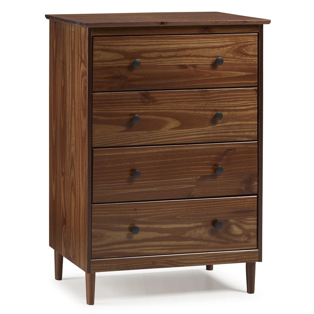 Classic 4-Drawer Solid Wood Dresser - Walnut. Picture 1