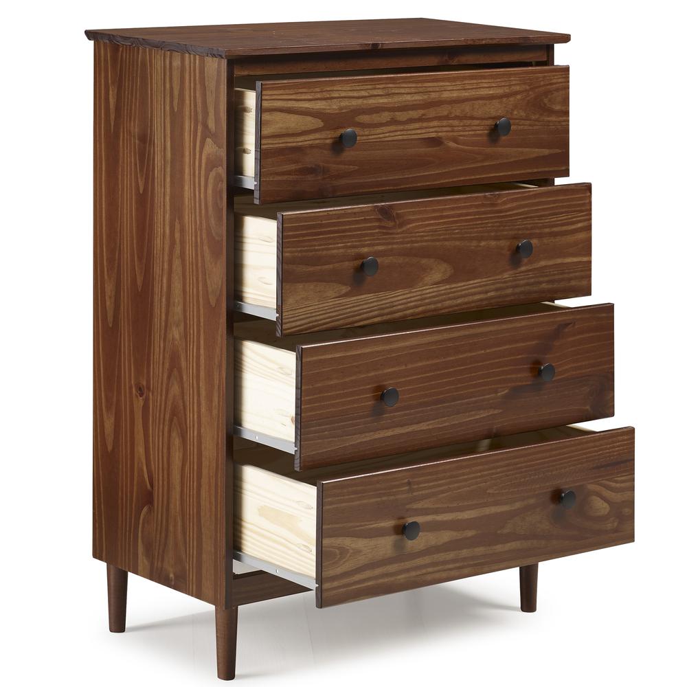 Classic 4-Drawer Solid Wood Dresser - Walnut. Picture 2