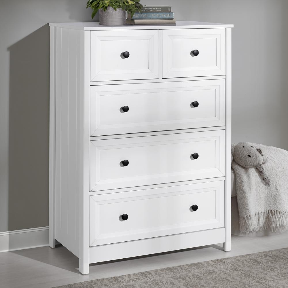 Classic 5-Drawer Groove Dresser - White. Picture 2