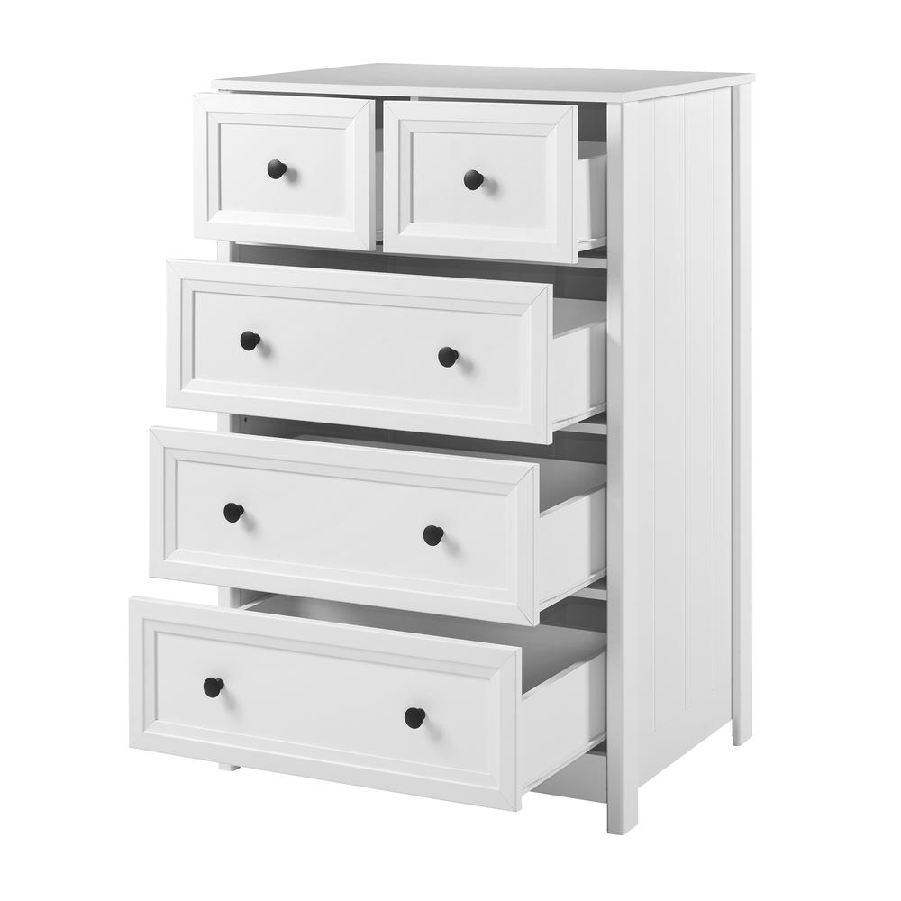 Classic 5-Drawer Groove Dresser - White. Picture 3