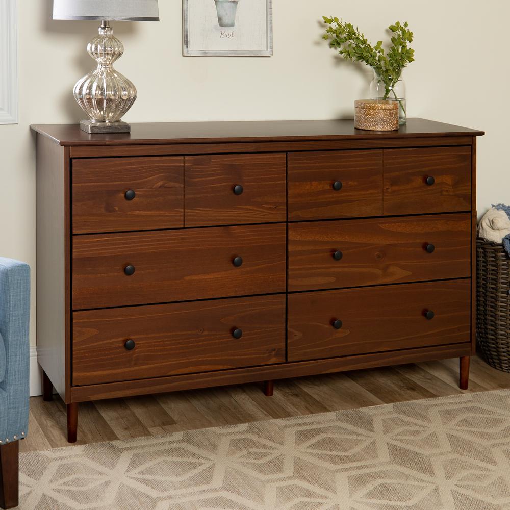 Classic 6-Drawer Solid Wood Dresser - Walnut. Picture 2