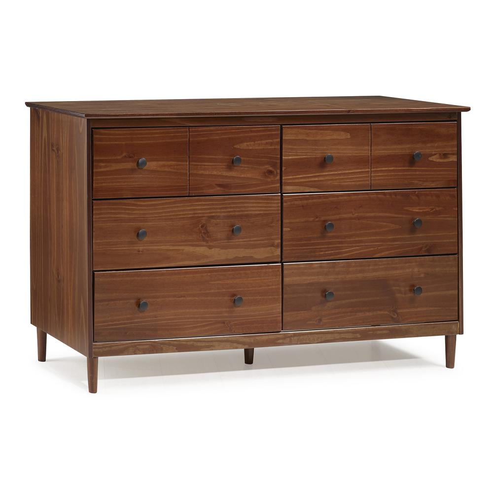 Classic 6-Drawer Solid Wood Dresser - Walnut. Picture 1