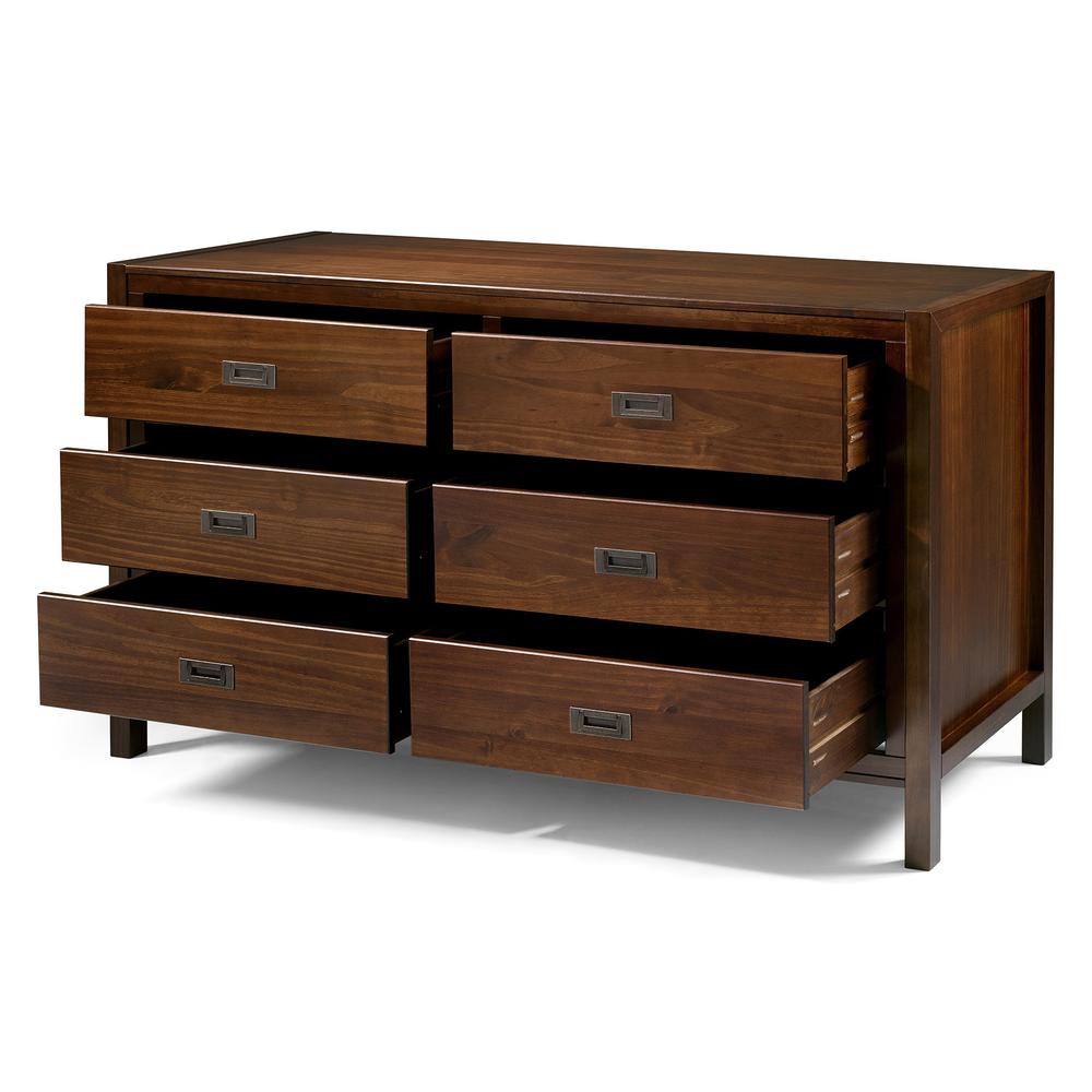 57" Classic Solid Wood 6-Drawer Dresser - Walnut. Picture 3
