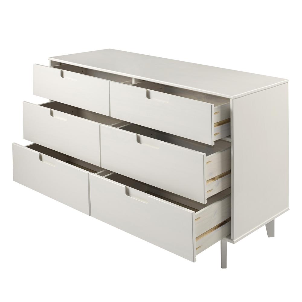6-Drawer Groove Handle Wood Dresser - White. Picture 3