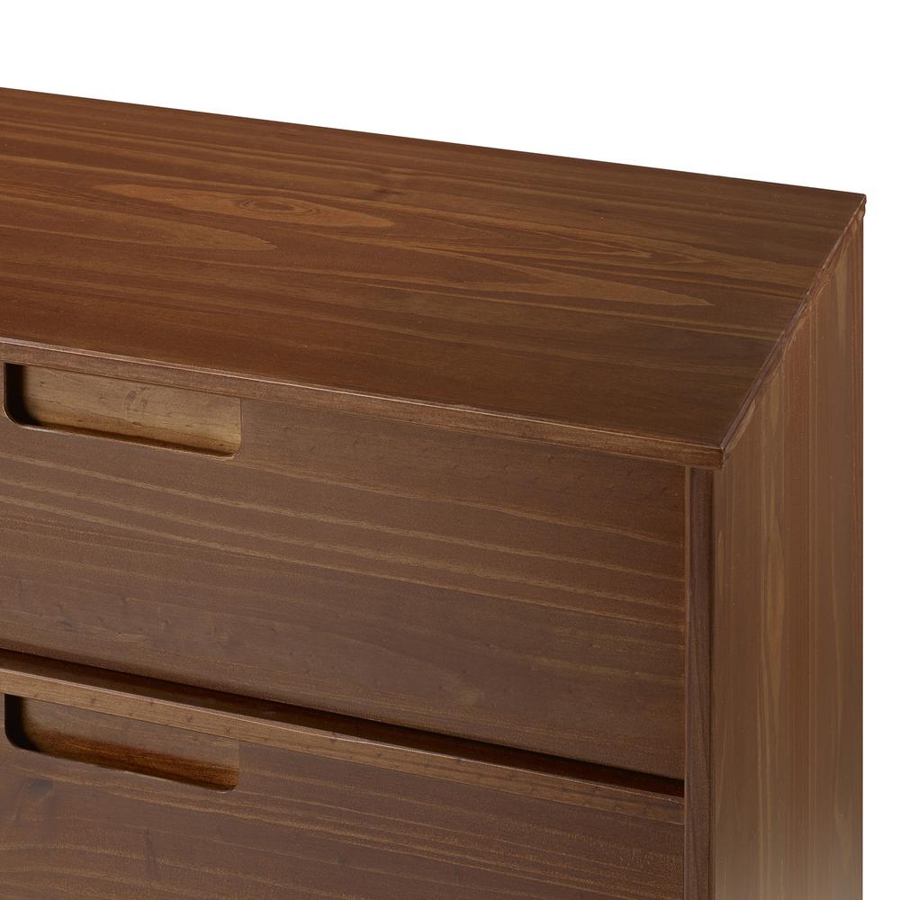 6 Drawer Mid Century Modern Wood Dresser - Walnut. Picture 3