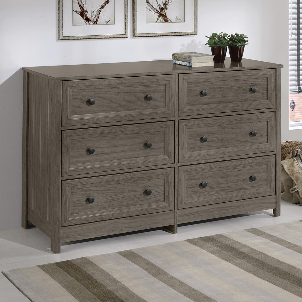 Classic 6-Drawer Groove Dresser - Slate Grey. Picture 2
