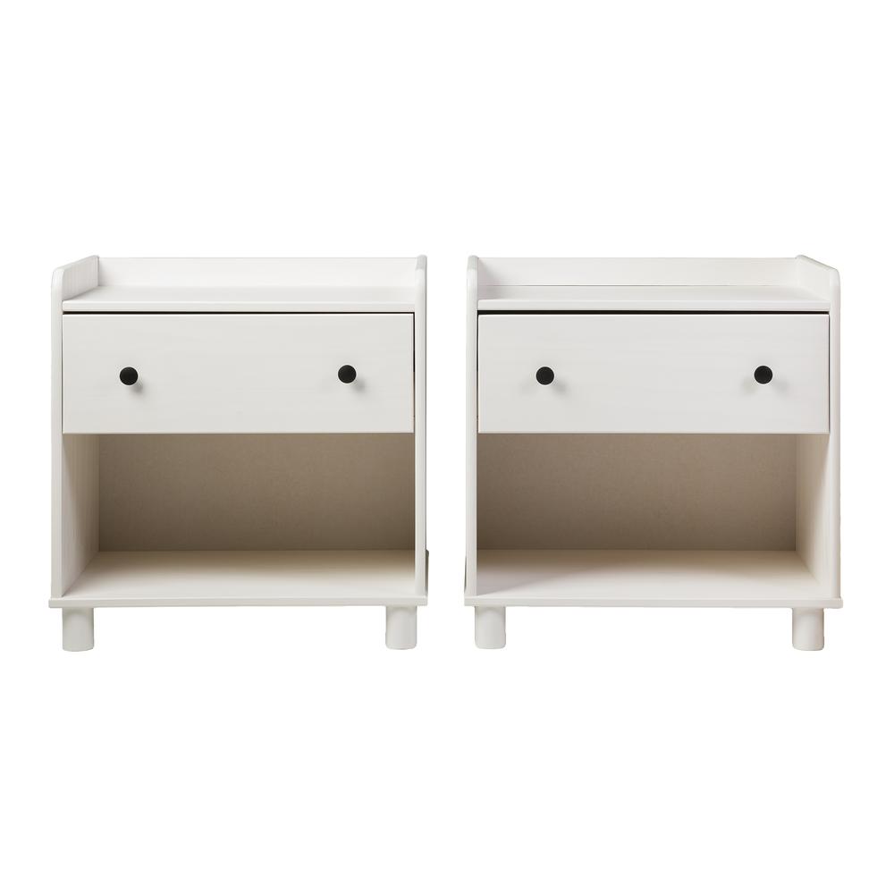 Morgan 2 Piece Tray Top Solid Wood Nightstand - White. Picture 2