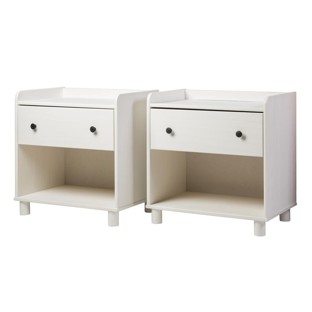 Morgan 2 Piece Tray Top Solid Wood Nightstand - White. Picture 3