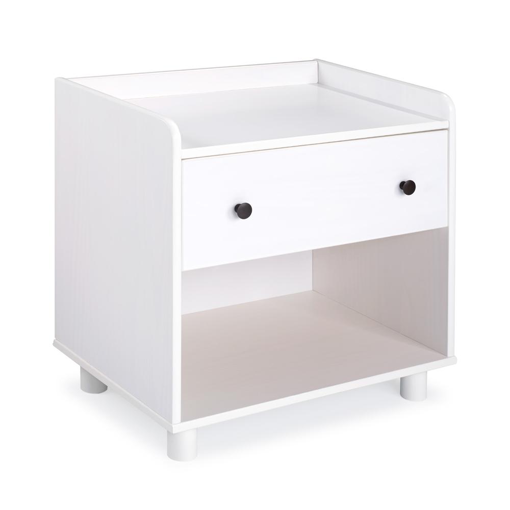 Morgan 1 Drawer Tray Top Solid Wood Nightstand - White. Picture 1
