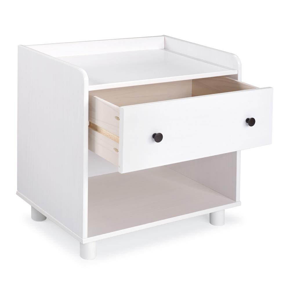 Morgan 1 Drawer Tray Top Solid Wood Nightstand - White. Picture 3